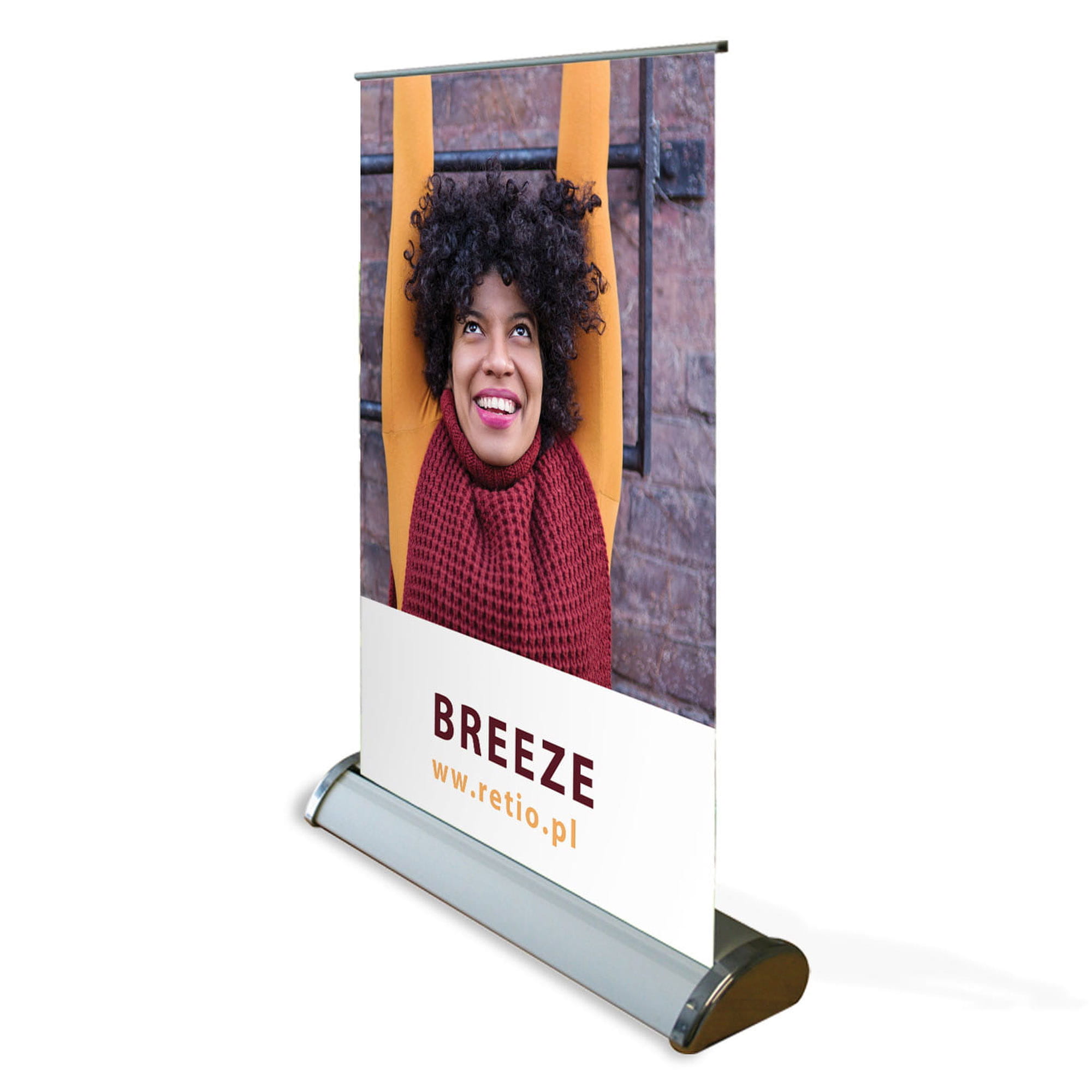 Rollup biurkowy Breeze A3 stojak reklamowy na biurko rozwijany z wydrukiem