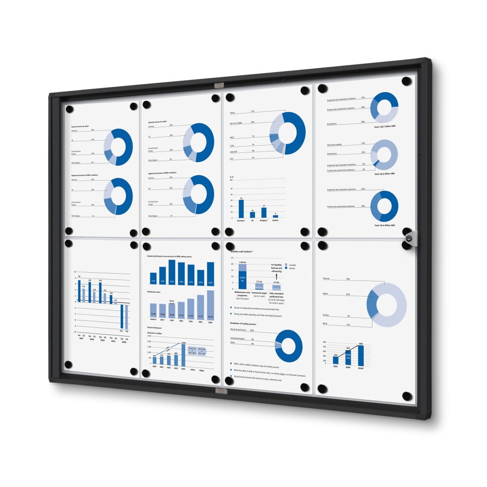 Wersja w kolorze czarnym - Gablota magnetyczna XS 8xA4 88x61 cm zamykana na kluczyk do użytku wewnętrznego gablota wewnętrzna gablota ogłoszeniowa gablota informacyjna tablica ogłoszeń tablica informacyjna