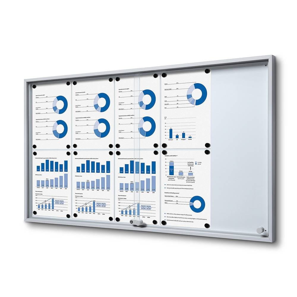 Gablota magnetyczna SLIM 10xA4 110x61 cm z przesuwanymi drzwiami zamykana na kluczyk do użytku wewnętrznego gablota wewnętrzna gablota ogłoszeniowa gablota informacyjna tablica ogłoszeń tablica informacyjna