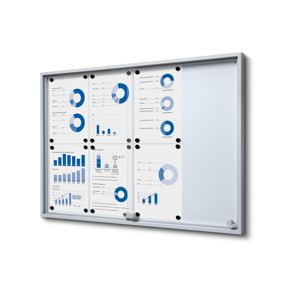 Gablota magnetyczna SLIM 8xA4 88x61 cm z przesuwanymi drzwiami zamykana na kluczyk do użytku wewnętrznego gablota wewnętrzna gablota ogłoszeniowa gablota informacyjna tablica ogłoszeń tablica informacyjna