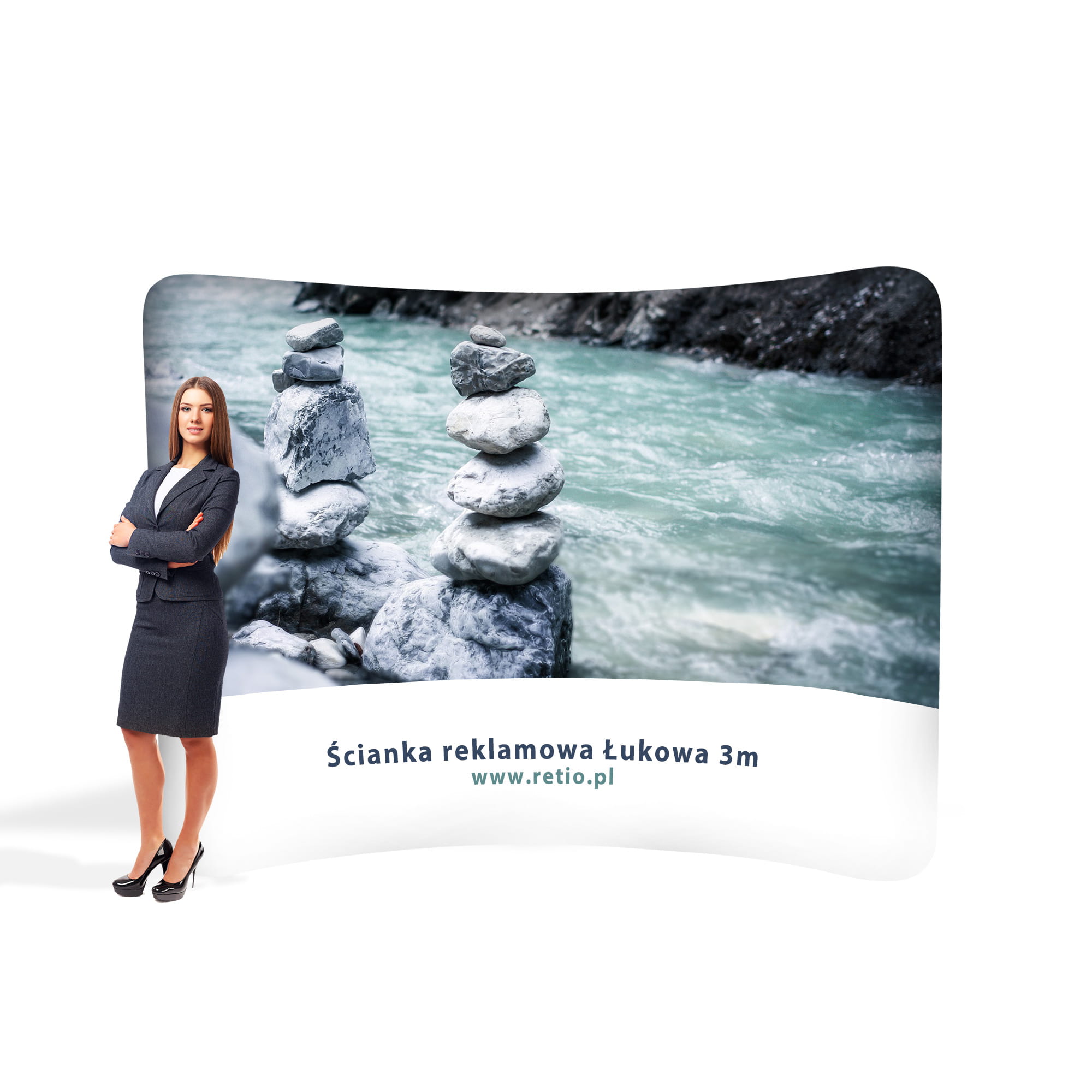 Ścianka Reklamowa Tekstylna Łukowa Pozioma 300 x 240 cm - ścianka wystawiennicza targowa prasowa