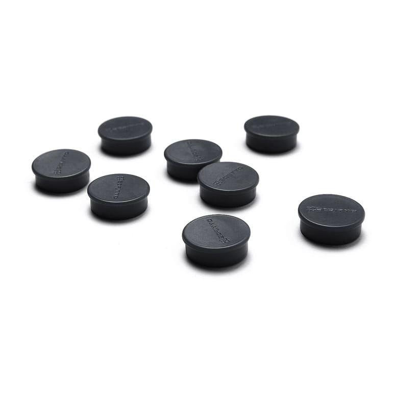 Zestaw 8 magnesów SCRITTO® o średnicy 20 mm do magnetycznych tablic suchościeralnych magnesy do tablic do tablicy magnetycznej - czarne magnesy