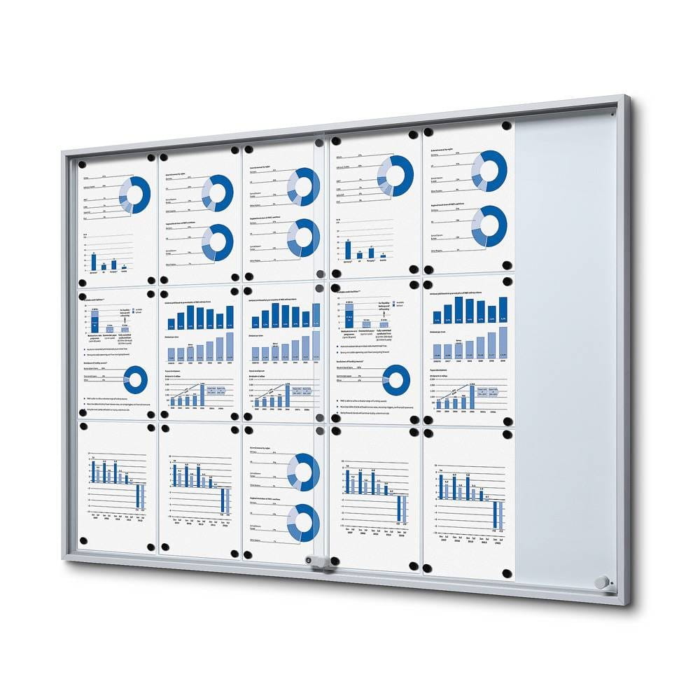 Gablota magnetyczna SLIM 18xA4 132x92 cm z przesuwanymi drzwiami zamykana na kluczyk do użytku wewnętrznego gablota wewnętrzna gablota ogłoszeniowa gablota informacyjna tablica ogłoszeń tablica informacyjna