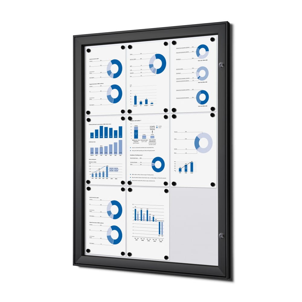 Wersja w kolorze czarnym - Gablota magnetyczna SCS 9xA4 66x92 cm zamykana na kluczyk do użytku wewnętrznego gablota wewnętrzna i zewnętrznego gablota ogłoszeniowa gablota informacyjna tablica ogłoszeń tablica informacyjna