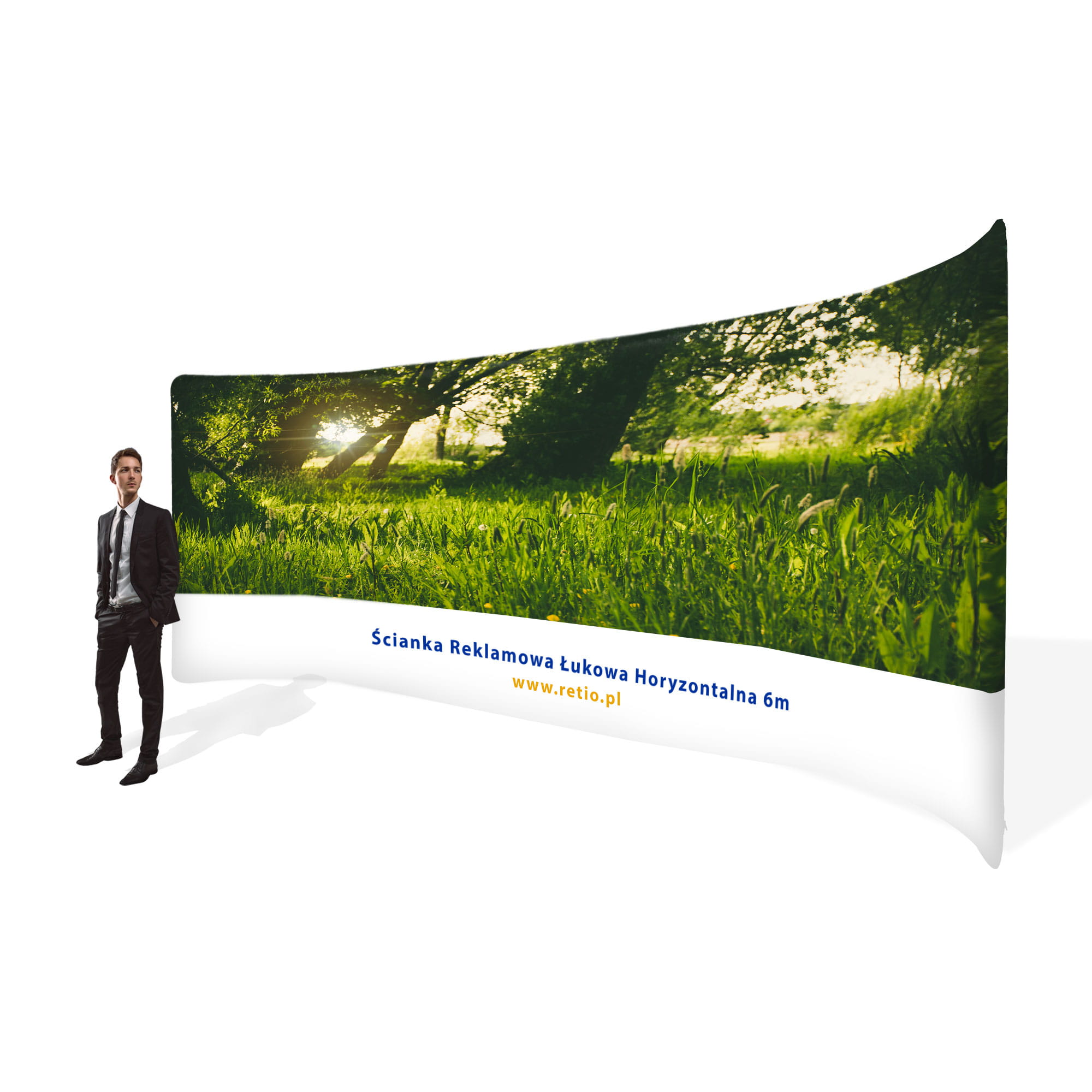 Ścianka Reklamowa Tekstylna Łukowa Pozioma 600 x 240 cm - ścianka wystawiennicza targowa prasowa