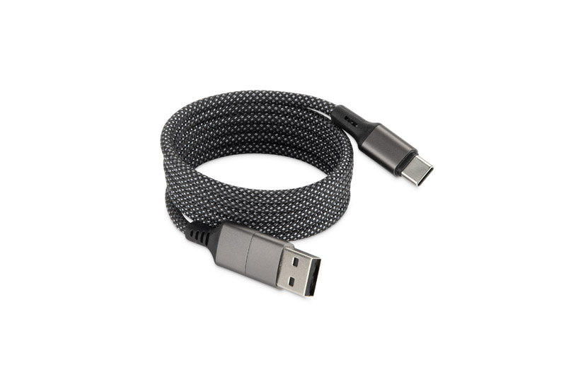 Magnetyczny kabel do ładowania ALEKSA srebrny z logo