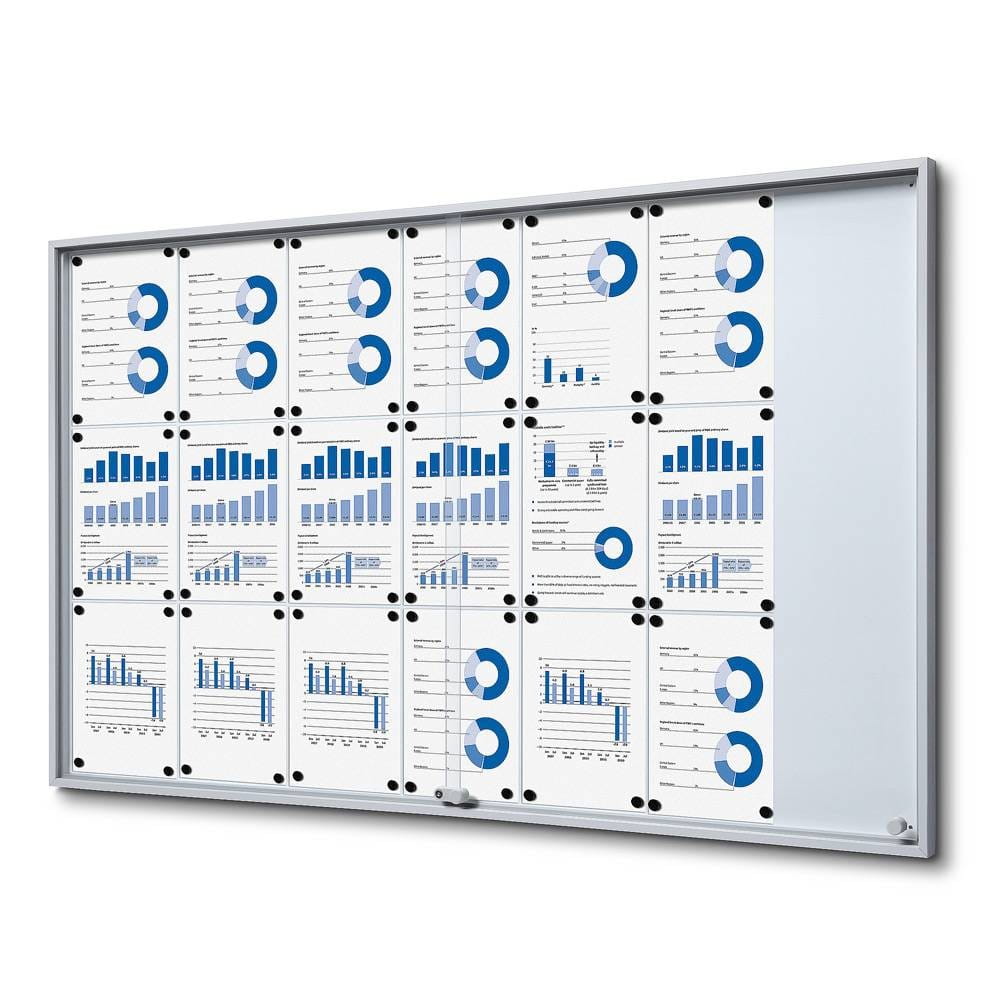 Gablota magnetyczna SLIM 21xA4 154x92 cm z przesuwanymi drzwiami zamykana na kluczyk do użytku wewnętrznego gablota wewnętrzna gablota ogłoszeniowa gablota informacyjna tablica ogłoszeń tablica informacyjna