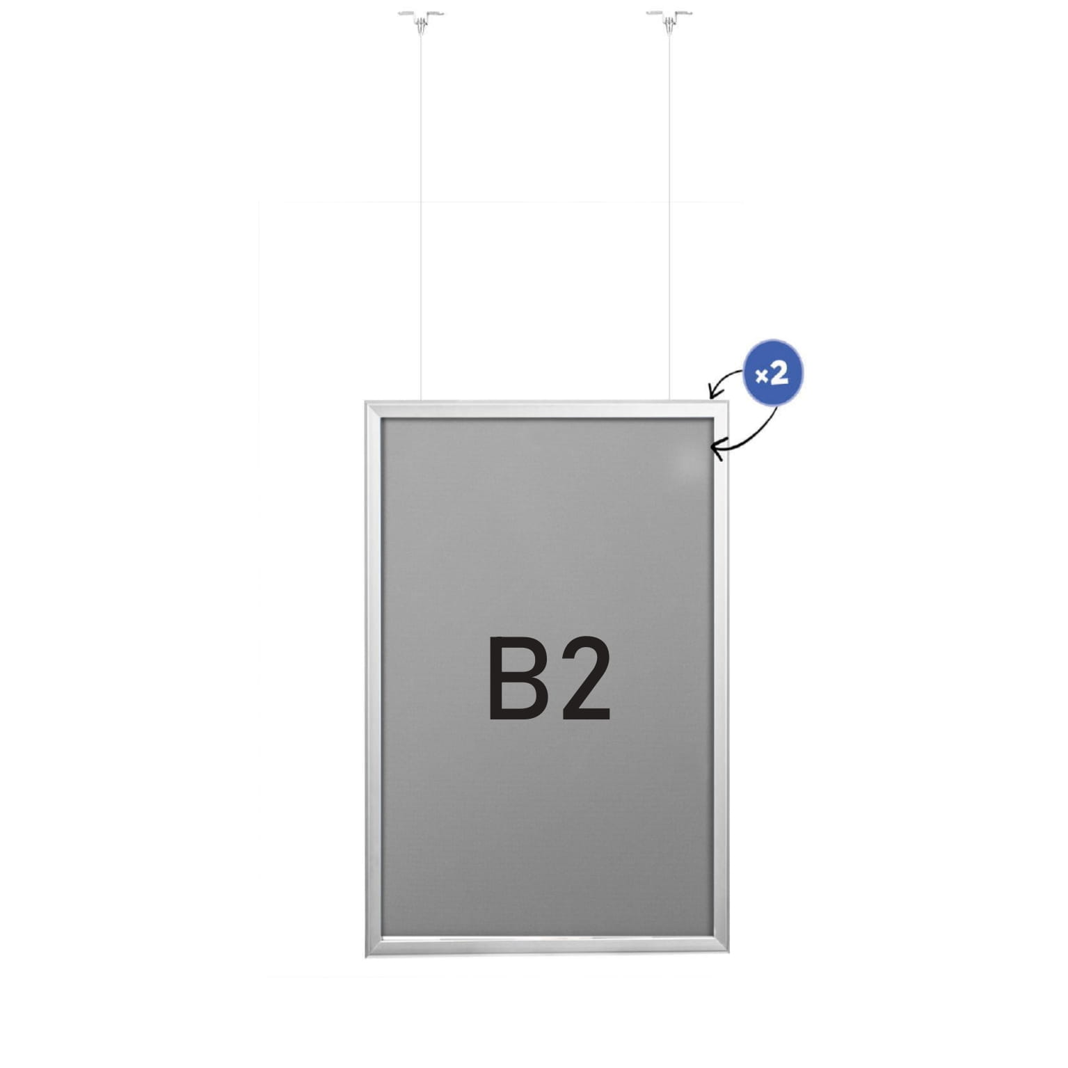 Ramka podwieszana sufitowa na zdjęcie lub plakat format B2 + linki i mocowania.